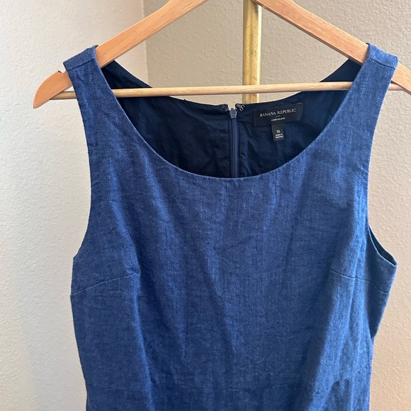 Banana Republic Navy Linen-Blend Sleeveless Sheath Dress - Picture 3 of 5